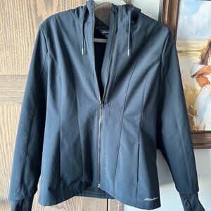 EDDIE BAUER Black GLACIER Hooded Fleece Lined Softshell Jacket